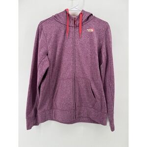 The North Face Hoodie Womens Large Heathered Burgundy Full Zip Jacket